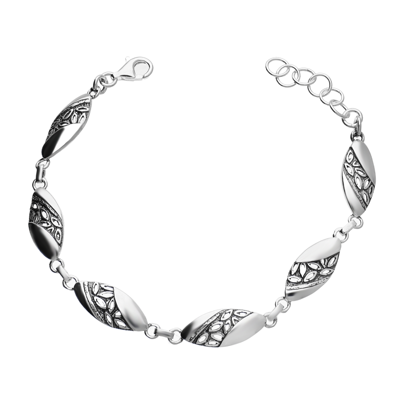 Bransoleta srebrna ażurowe łezki