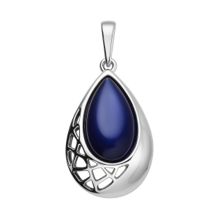 Zawieszka srebrna kropla z kobaltową masą perłową