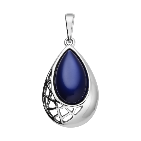 Zawieszka srebrna kropla z kobaltową masą perłową