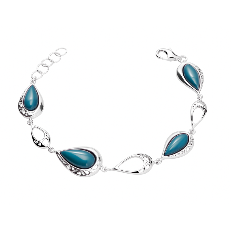 Bransoleta srebrna z turkusową masą perłową