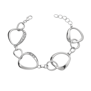 Srebrna Bransoleta Obłe Trójkąty Ażurowa - JubilerSezam.pl