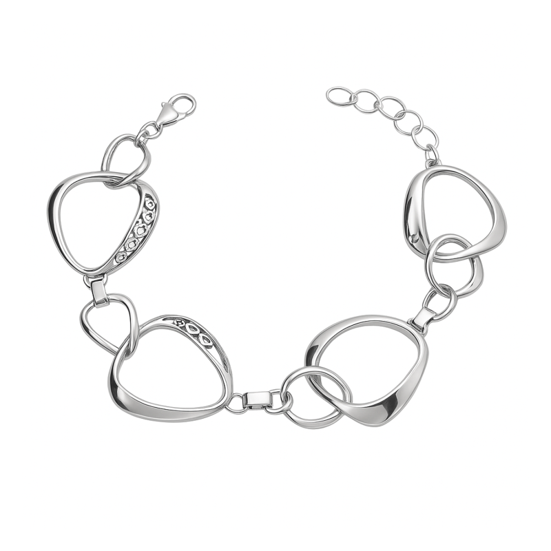 Srebrna Bransoleta Obłe Trójkąty Ażurowa - JubilerSezam.pl