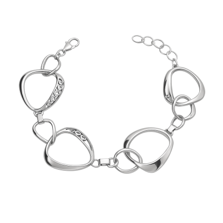 Srebrna Bransoleta Obłe Trójkąty Ażurowa - JubilerSezam.pl