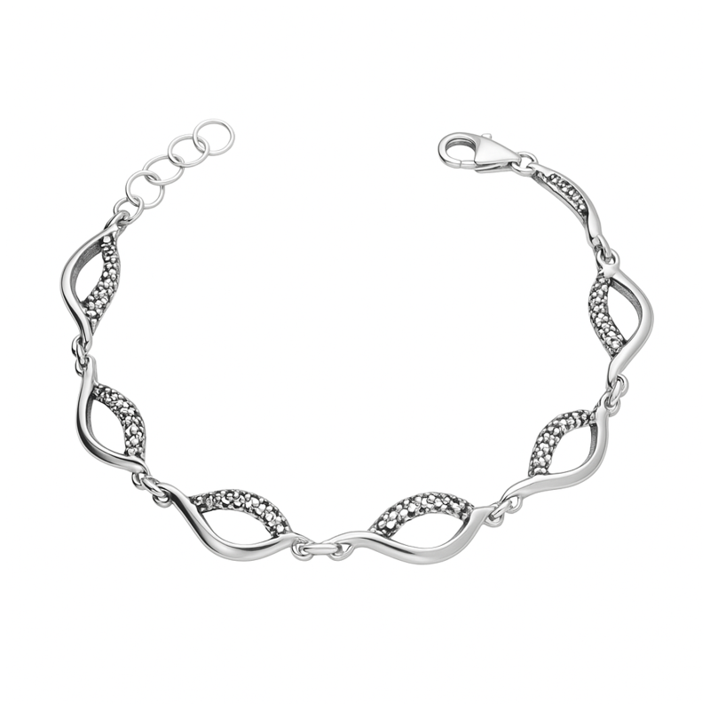 Bransoleta srebrna ósemki ażurowe