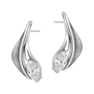 Kolczyki srebrne łodyga z cyrkonią