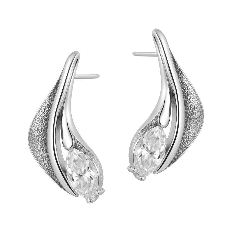 Kolczyki srebrne łodyga z cyrkonią