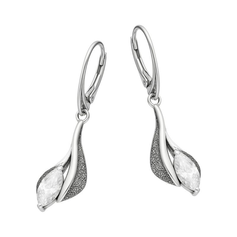 Kolczyki srebrne łodyga z cyrkonią