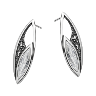 Kolczyki srebrne ażurowa łezka z cyrkonią