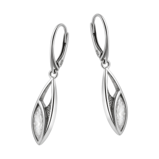 Kolczyki srebrne ażurowa łezka z cyrkonią