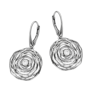 Kolczyki srebrne ażurowy kwiatek z cyrkonią