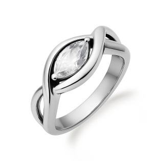 Pierścionek srebrny łezka cyrkonia w oprawie