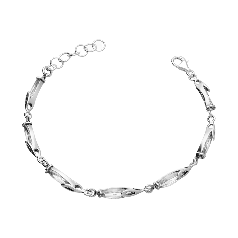 Bransoleta srebrna podłużne łezki z cyrkoniami