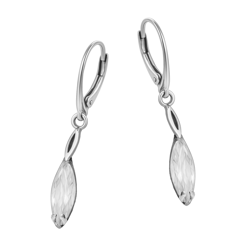 Kolczyki srebrne podłużna łezka z cyrkonią