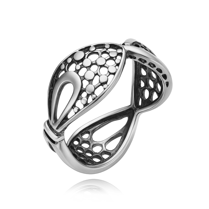 Pierścionek srebrny ażurowe krople i łezki