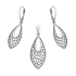 Komplet srebrny kolczyki i zawieszka ażurowa kropla
