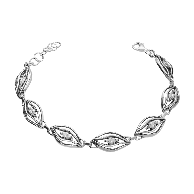 Bransoleta srebrna łezki z cyrkoniami