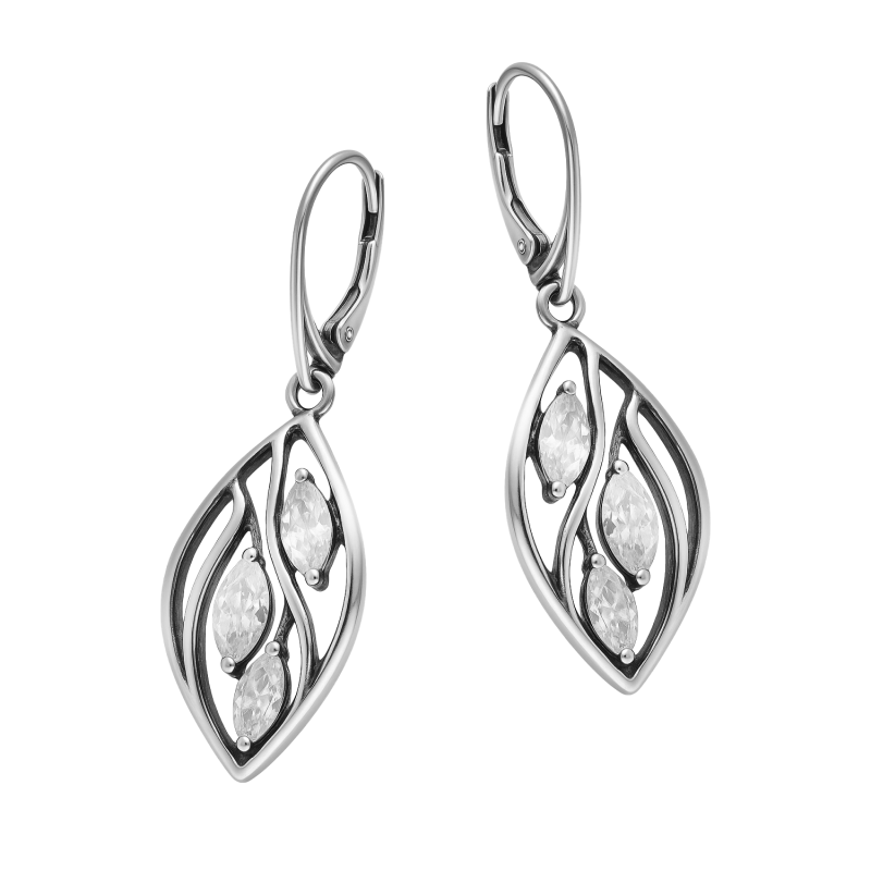 Kolczyki srebrne łezka z cyrkoniami