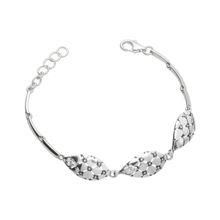 Bransoleta srebrna ażurowe łezki z siatką