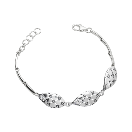 Bransoleta srebrna ażurowe łezki z siatką