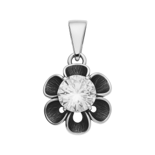 Zawieszka srebrna kwiat z białą cyrkonią