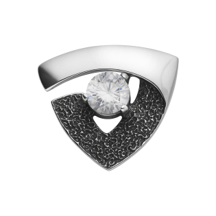 Zawieszka srebrna tłoczony trójkąt z cyrkonią