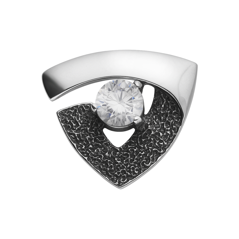 Zawieszka srebrna tłoczony trójkąt z cyrkonią