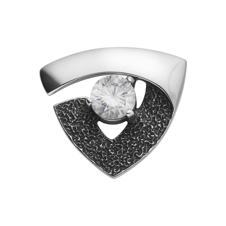 Zawieszka srebrna tłoczony trójkąt z cyrkonią