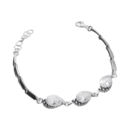 Bransoleta srebrna z cyrkoniami w formie kropli
