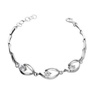 Bransoleta srebrna przestrzenne łezki z cyrkoniami