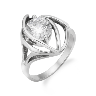 Pierścionek srebrny przestrzenna łezka z cyrkonią