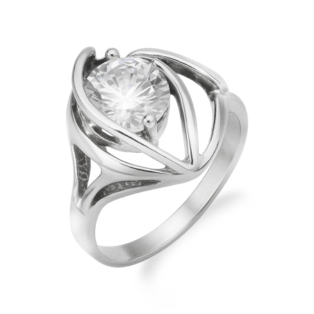 Pierścionek srebrny przestrzenna łezka z cyrkonią