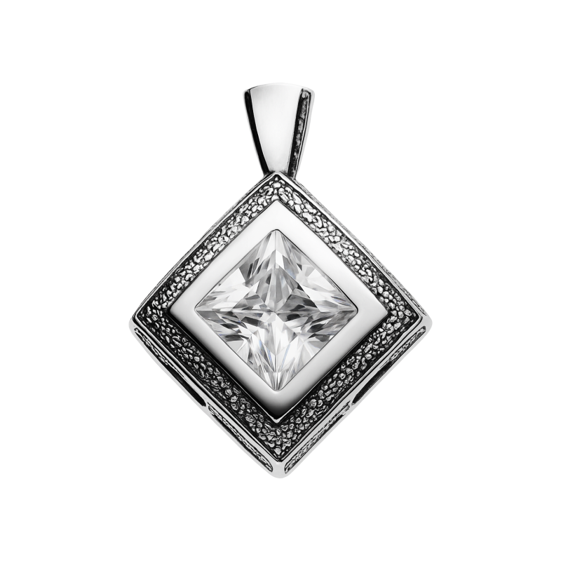 Zawieszka srebrna romb z cyrkonią