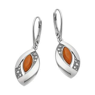 Kolczyki srebrne łezka z karmelowym kamieniem