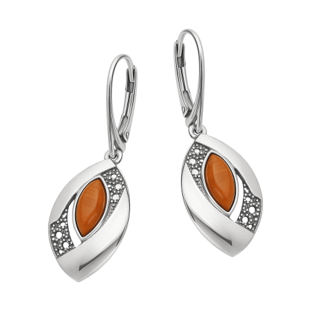 Kolczyki srebrne łezka z karmelowym kamieniem