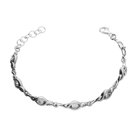 Bransoleta srebrna z oplecionymi białymi cyrkoniami