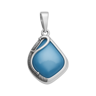 Zawieszka srebrna kropla z błękitną masą perłową