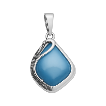 Zawieszka srebrna kropla z błękitną masą perłową