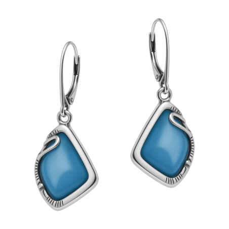 Kolczyki srebrne kropla z błękitną masą perłową