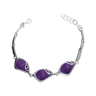 Srebrna Bransoletka z Fioletowymi Kamieniami Krople - JubilerSezam.pl
