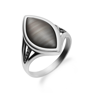 Pierścionek srebrny łezka z masą perłową