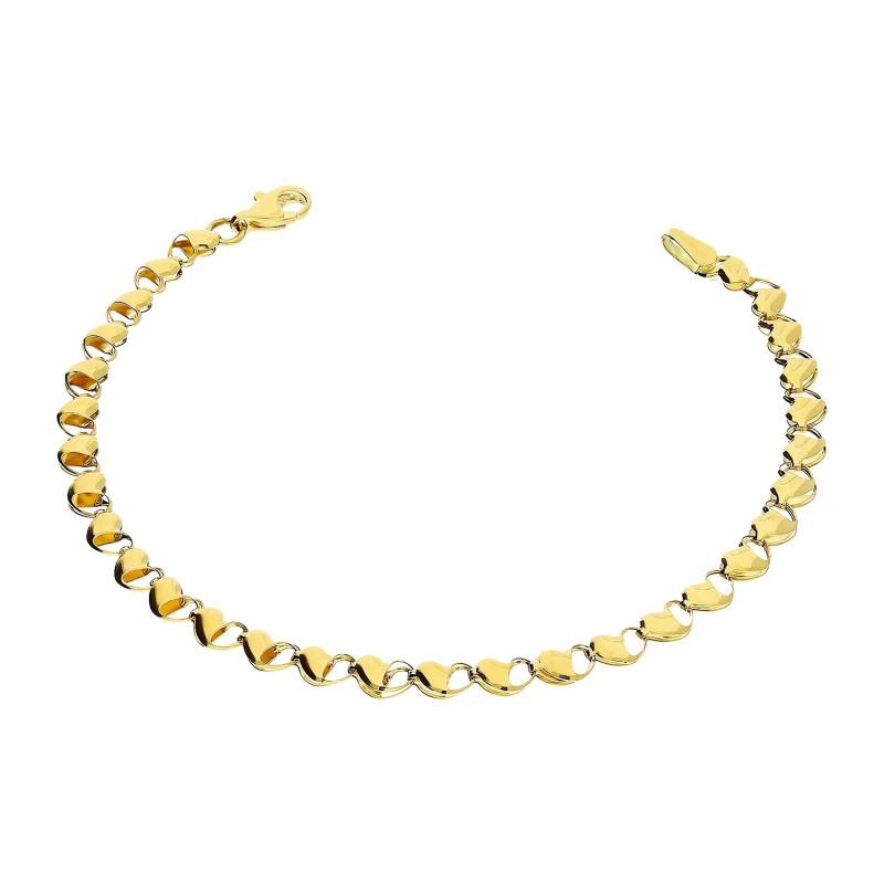 Bransoleta złota złączone ażurowe serca próba 375