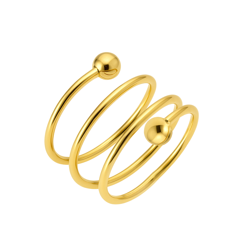 Pierścionek złoty sprężynka z kulkami próba 375