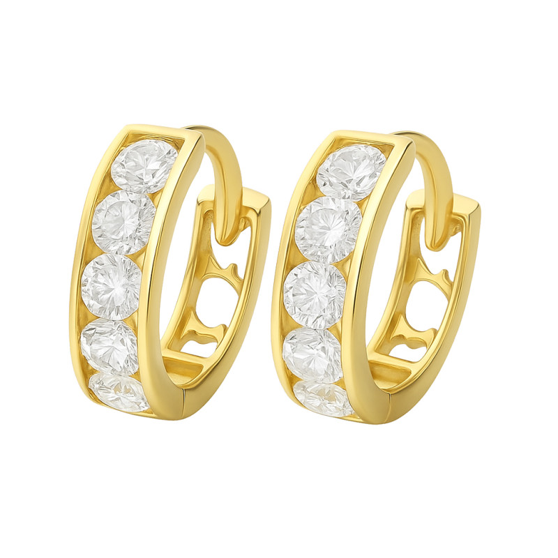 Kolczyki złote kółka dla dziewczynki z cyrkoniami próba 585