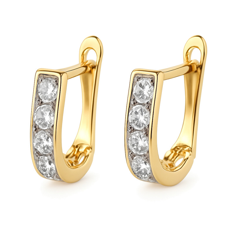 Kolczyki złote dla dziewczynki z cyrkoniami próba 585