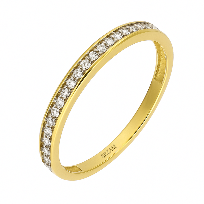 Pierścionek złoty rings z białymi diamentami