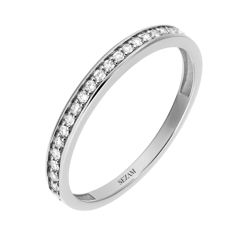 Pierścionek z białego złota rings z białymi diamentami