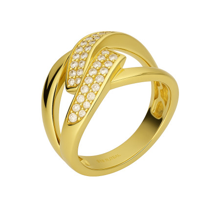 Pierścionek złoty węzeł 3D z cyrkoniami