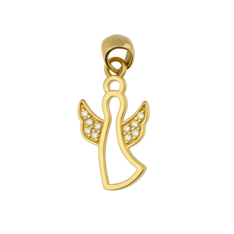 Medalik złoty aniołek z cyrkoniami