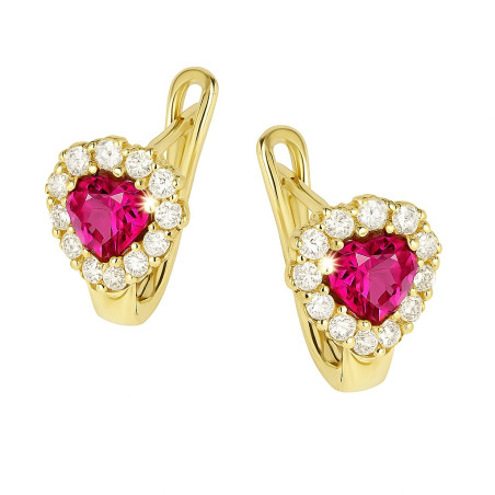 Kolczyki złote serduszka z cyrkoniani próba 585