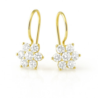 Kolczyki złote dla dziewczynki z kwiatkiem próba 375